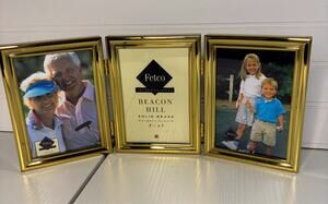 Fetco International Beacon Hill Solid Brass Picture Frames Tri Fold 5" X 3.5"